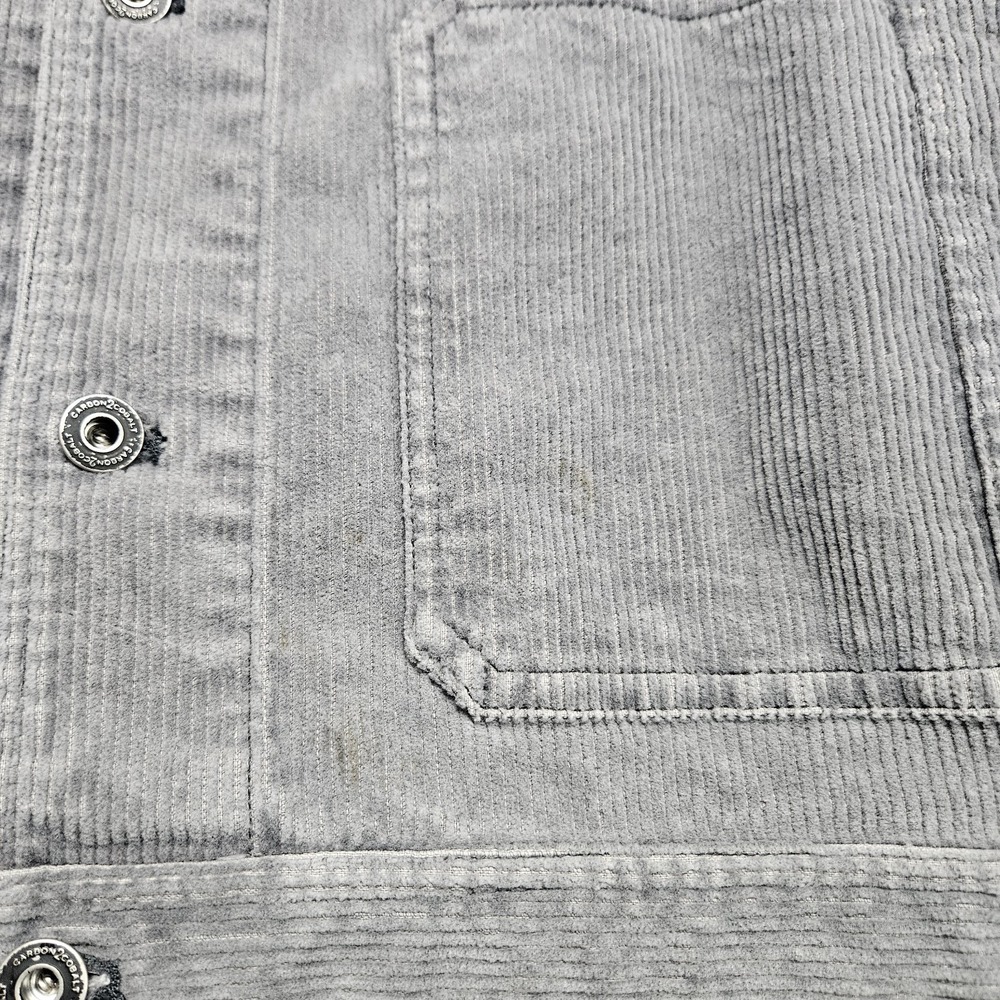 Carbon 2 Cobalt Jacket Mens L Gray Chore Coat Corduroy Pockets - Picture 4 of 10